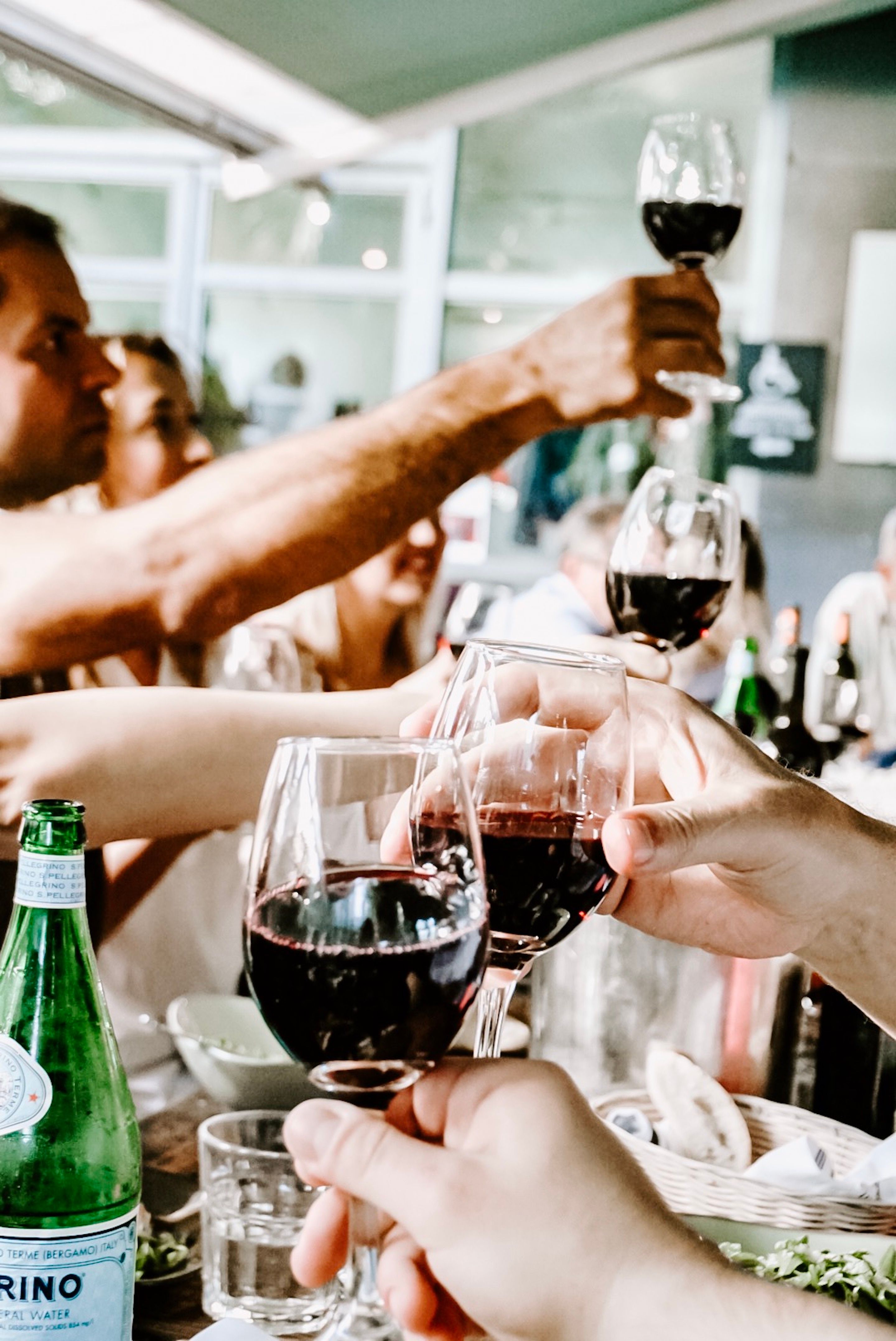 Wedding guest giving a joyful reception toast